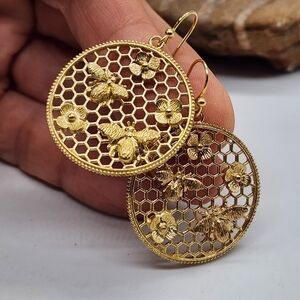 Johnny Was Jewelry Busy Bee Earrings 14K Gold plated Lightweight Earrings